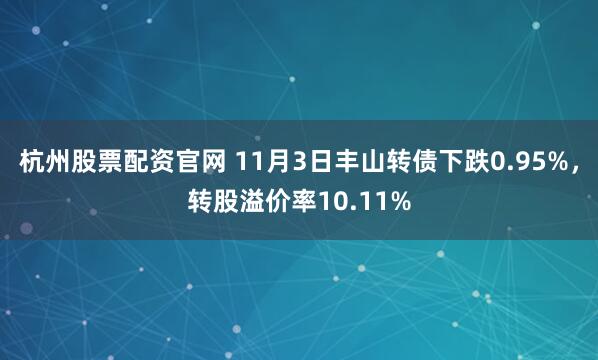 杭州股票配资官网 11月3日丰山转债下跌0.95%，转股溢价率10.11%